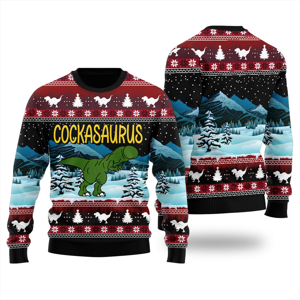 Cock Dinosaur Naughty Ugly Christmas Sweater For Women Cozy Christmas Sweater for Holiday Season