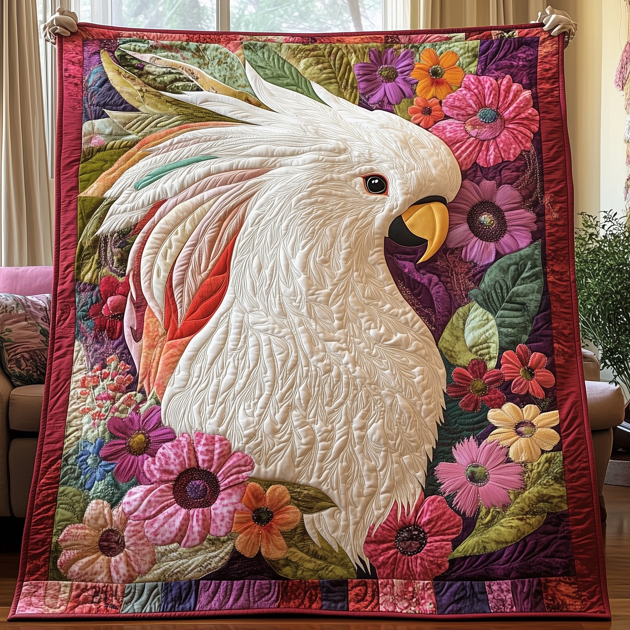 Cockatoo Paradise Quilted Blanket Sofa Throw BlanketUnique Christmas Gifts 2025