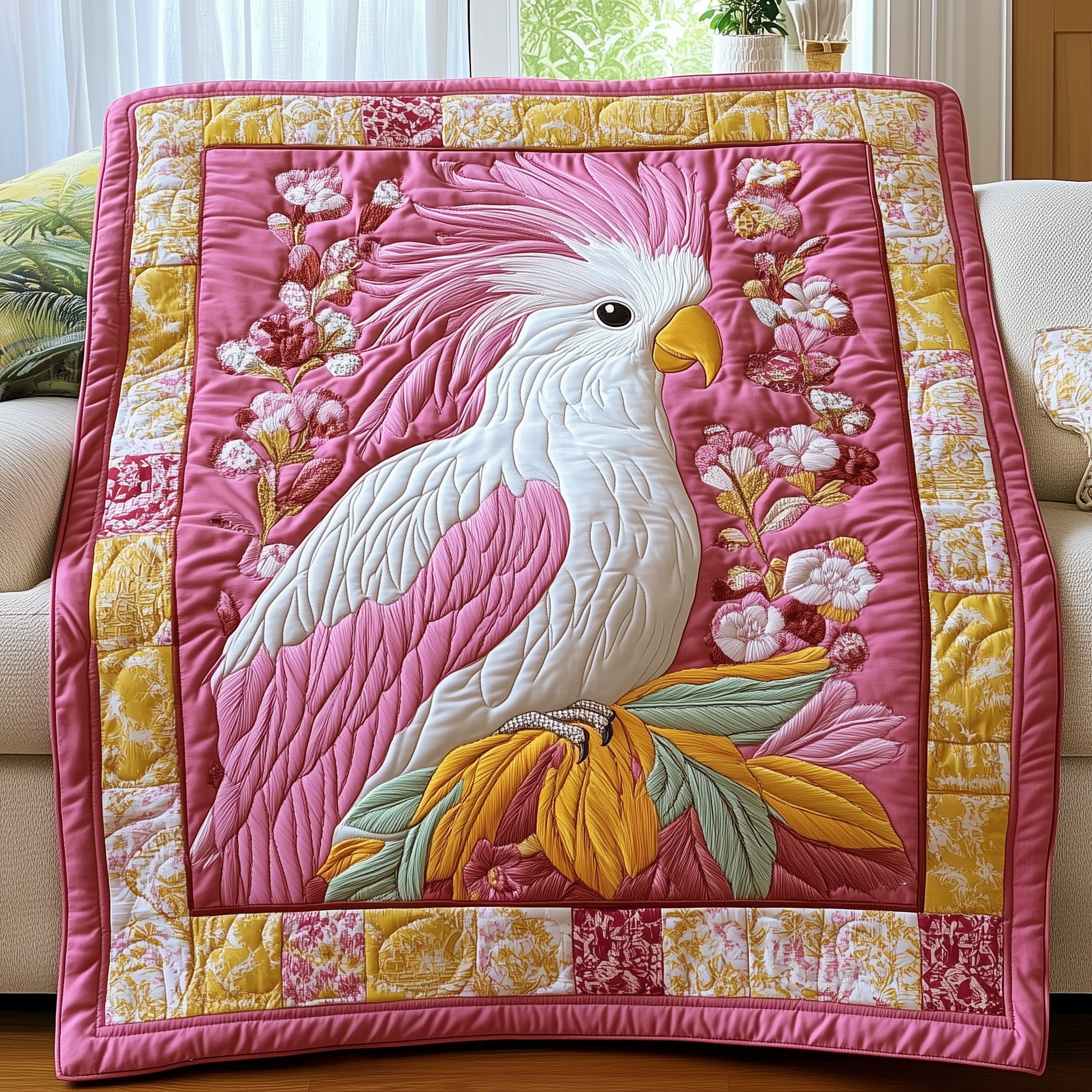 Cockatoo Quilted Blanket Sofa Throw BlanketXmas Gift Ideas