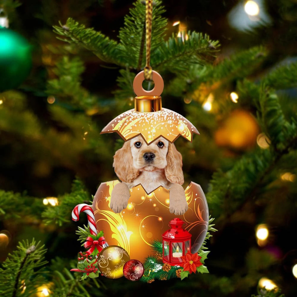 Cocker Spaniel In in Golden Egg Christmas Ornament Flat Acrylic Dog Ornament