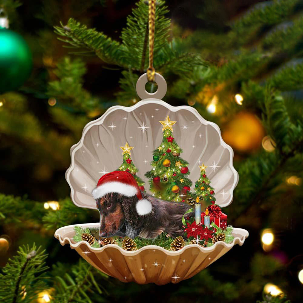 Cocker Spaniel2 Sleeping in Pearl Dog Christmas Ornament Flat Acrylic