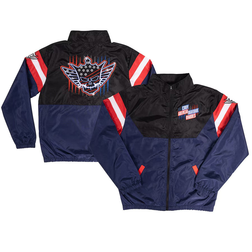Cody Rhodes Merch Men's BlackNavy Cody Rhodes Neon Nightmare Zip Windbreaker Jacket Cody Rhodes Merch Men's BlackNavy Cody Rhodes Neon Nightmare Zip Windbreaker Jacket