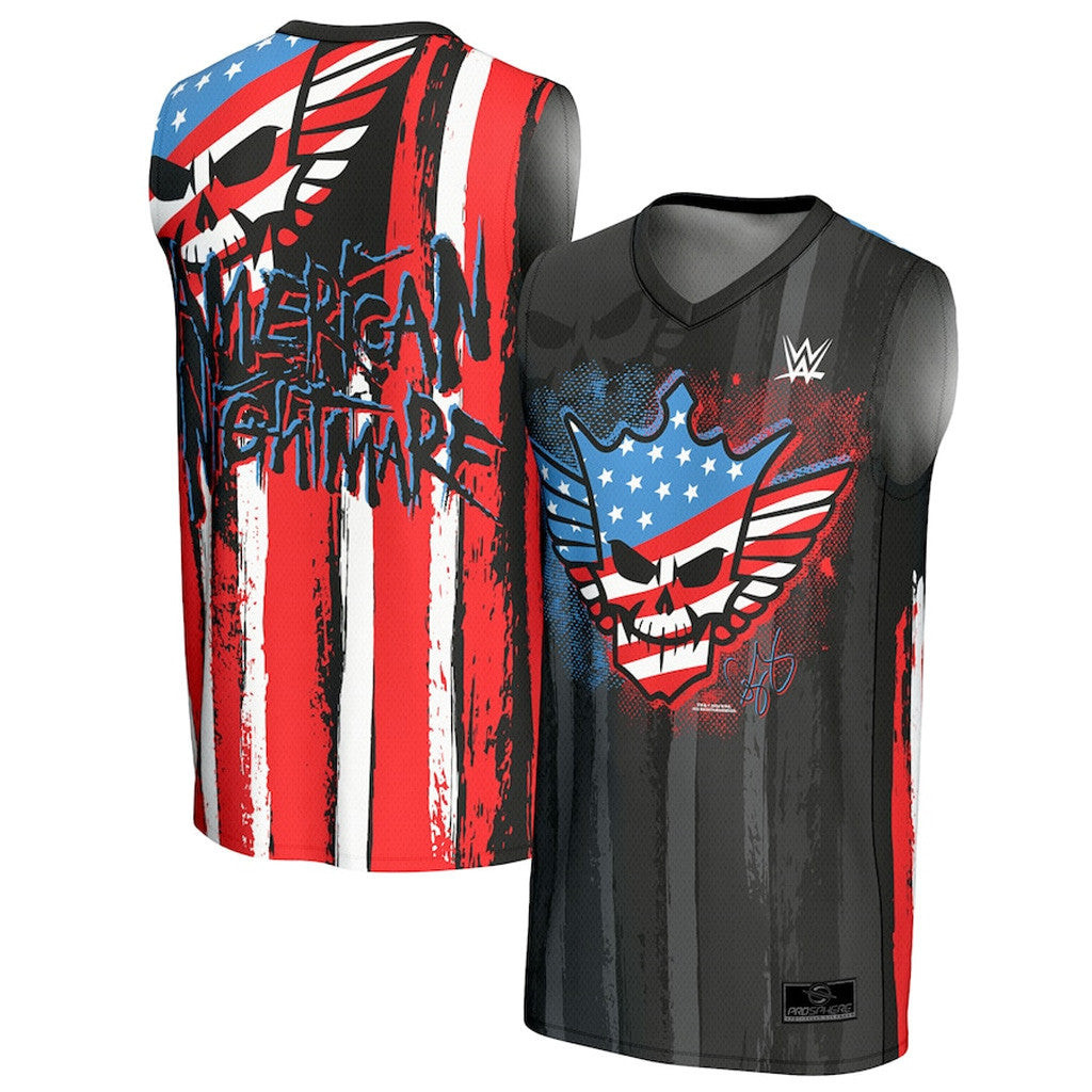 Cody Rhodes Merch Men's ProSphere Black Cody Rhodes American Nightmare Flag Basketball Jersey Cody Rhodes Merch Men's ProSphere Black Cody Rhodes American Nightmare Flag Basketball Jersey