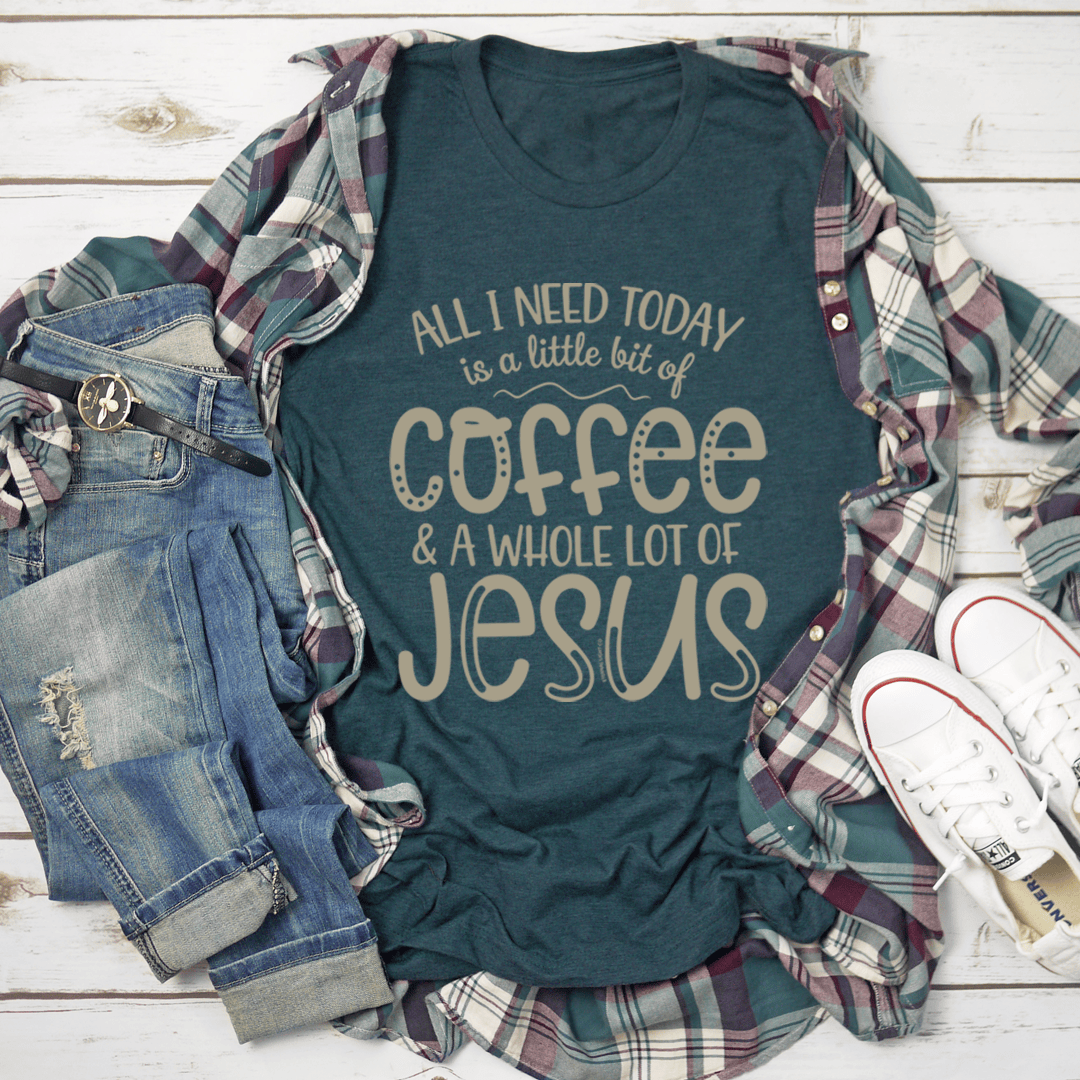 Coffee And A Whole Lot Of Jesus Christian Graphic Tees Women Funny Faith Gift For Her
