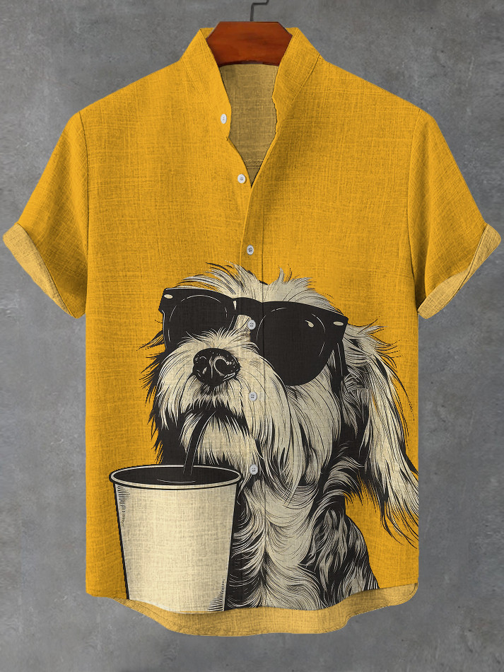 Coffee Glasses Dog Print Hawaiian Shirt Unique Gift For Boyfriend