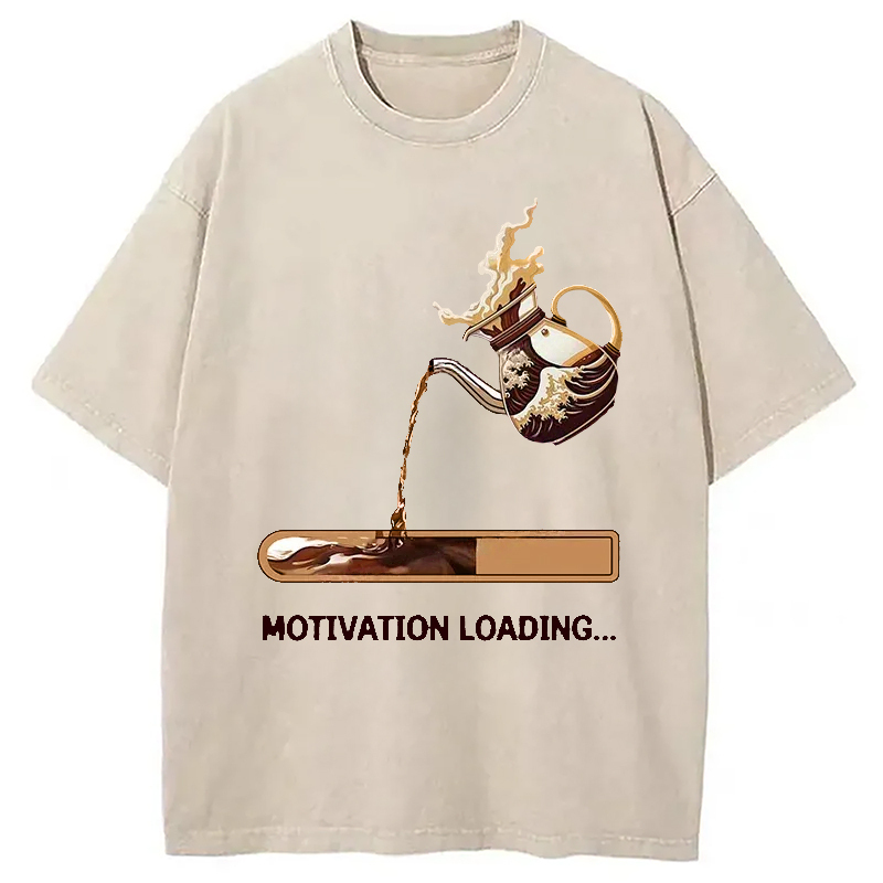 Coffee Loading Washed T-Shirt Cool Graphic Tee For Men Women Gifts For Him