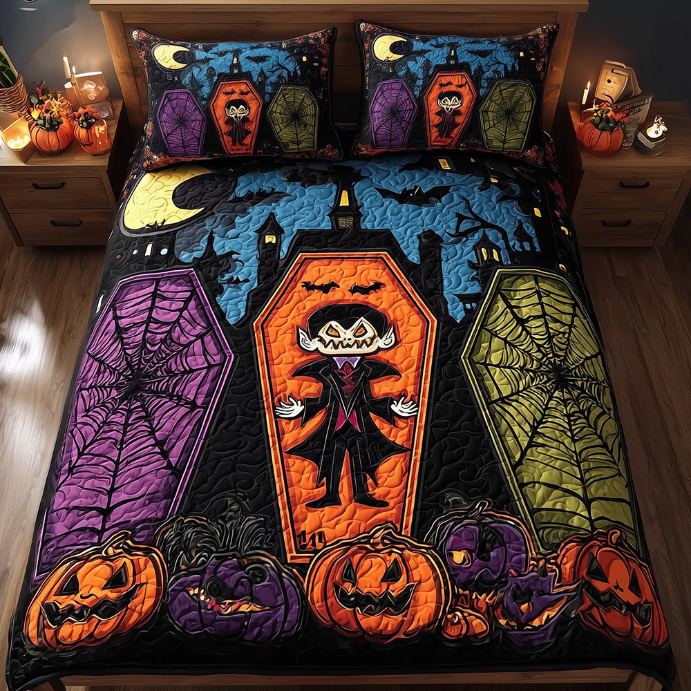 Coffin Magic Quilted Bedding Set Halloween Blanket Set Best Gifts For Family