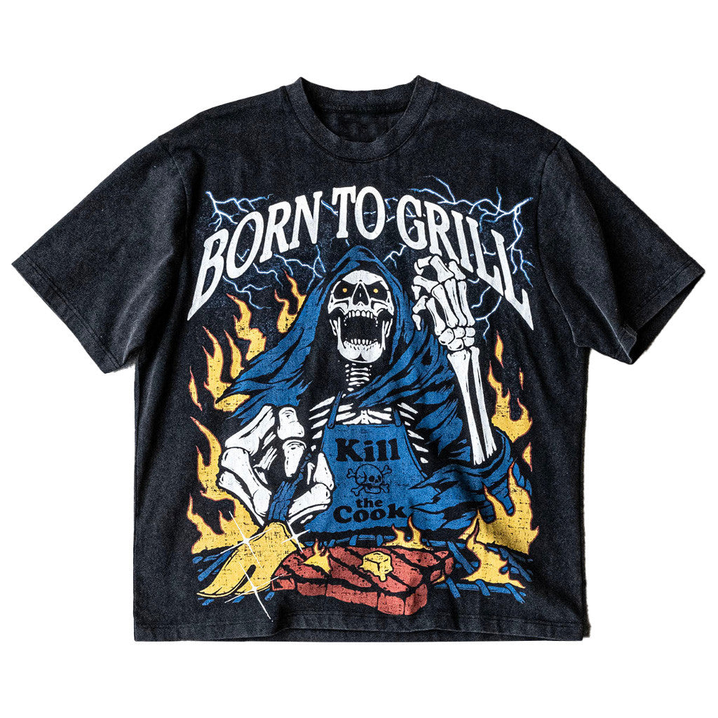 Cold Ones Merch Skull Born To Grill T-Shirt Gifts For Father Cold Ones Merch Skull Born To Grill T-Shirt Gifts For Father