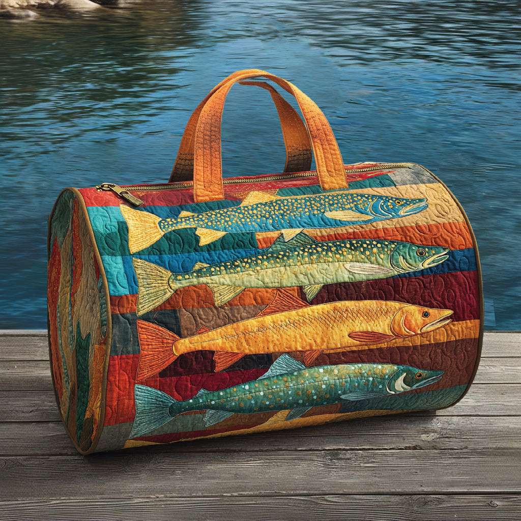 Coldwater Fly Quilted Duffle Bag Fly Fishing Travel Bag Best Gift For Fishing Lovers Camping Outdoor Fun