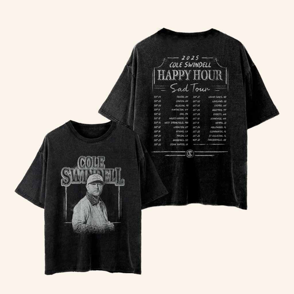 Cole Swindell Merch Happy Hour Sad Tour Wash Shirt Best Gifts For Music Lovers
