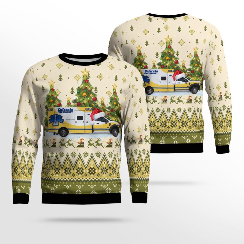 Colerain Volunteer Fire Company Colerain Ohio Christmas AOP Ugly Sweater Xmas Unisex Sweater Christmas Gifts For Men Women