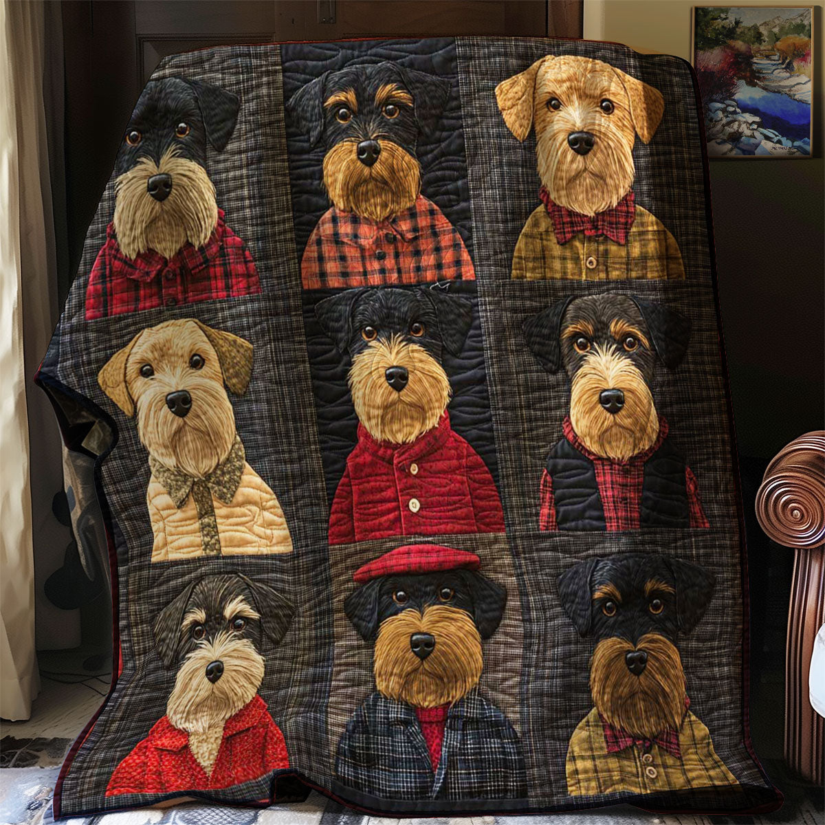 Collection Miniature Schnauzer Quilt Blanket Sofa Throws Great Grandmother Gifts For Christmas