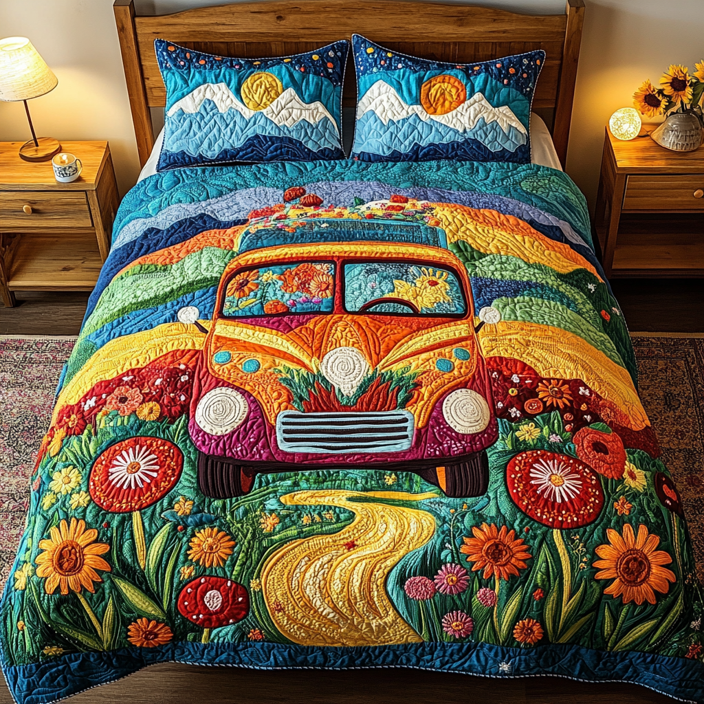 Color Bloom Quilted Bedding Set Perfect Bedding Gift Set for Family and Friends