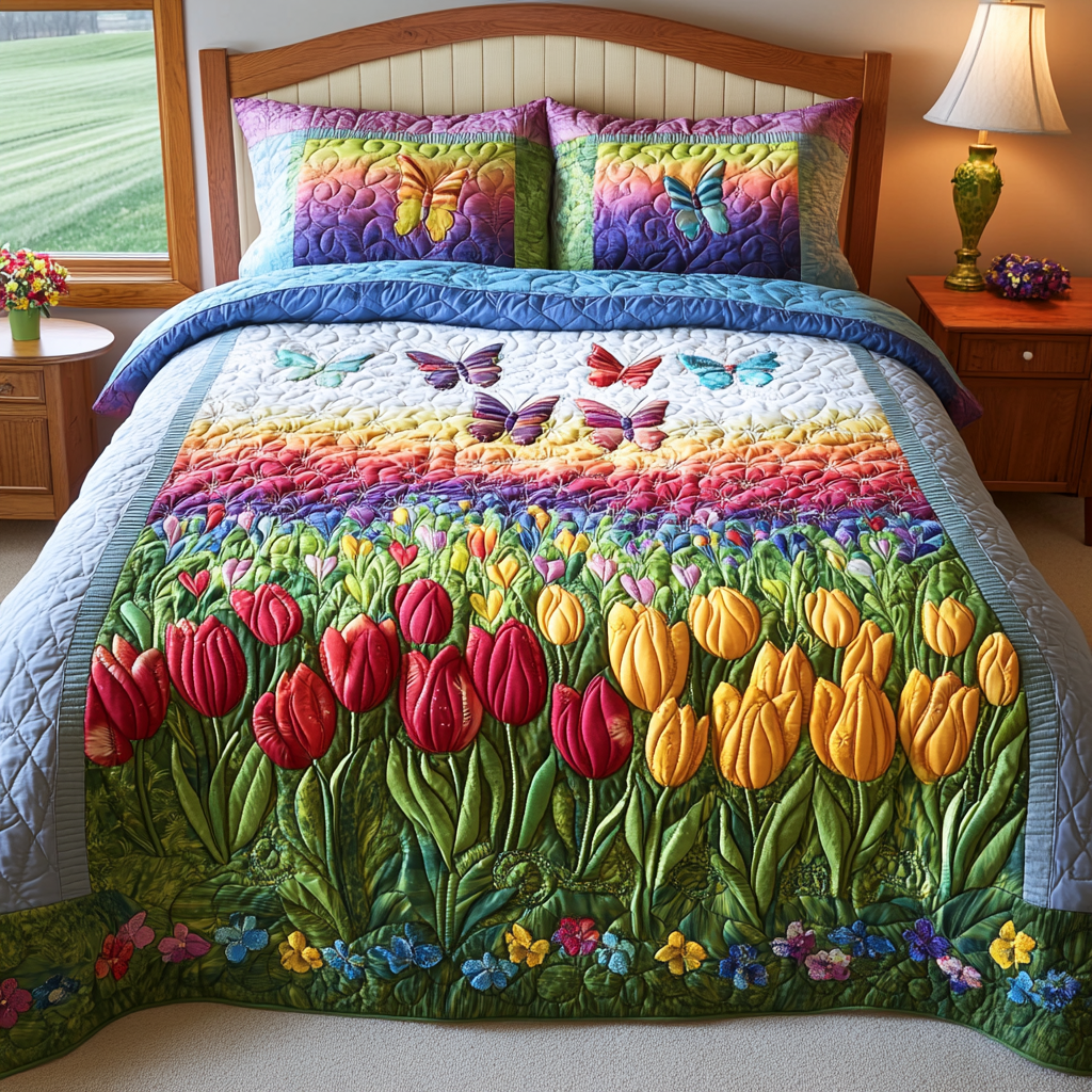 Color Burst Quilted Bedding Set Best Christmas Duvet Sets Butterfly Themed Gifts For Adults