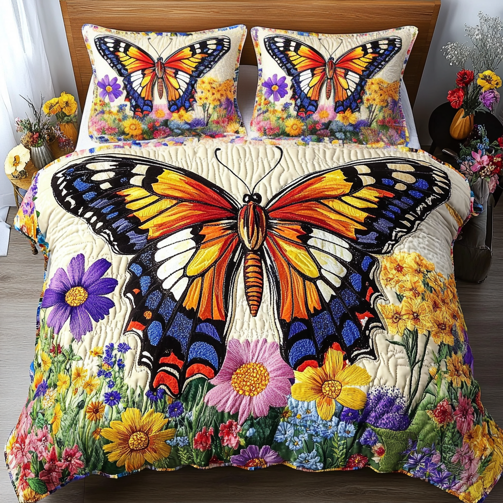Color Flight Quilted Bedding Set Best Bedspread Set Cute Butterfly Lover Ideas For Gifts