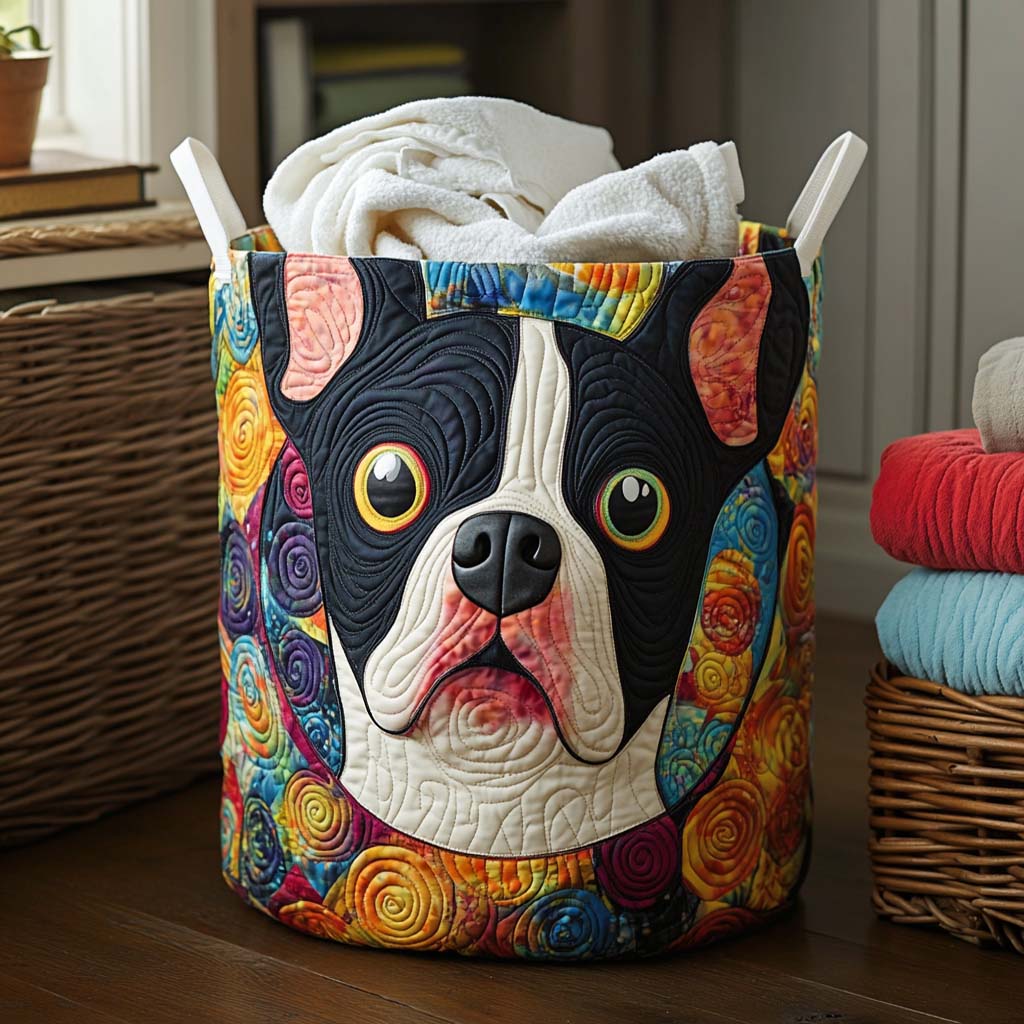 Color Pop Terrier Quilted Laundry Basket Holiday Season Merch