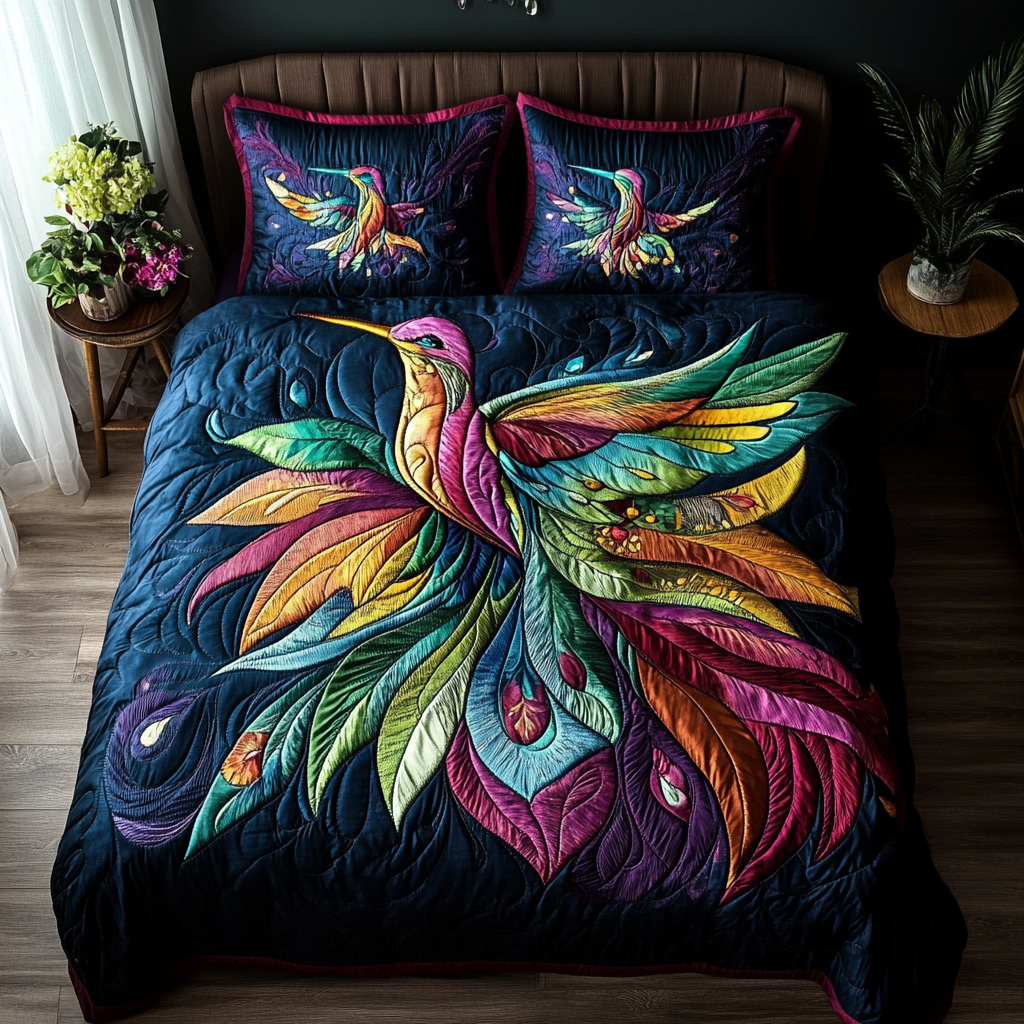 Color Soar Quilted Bedding Set Best Bed Sheet Set Hummingbird Themed Birthday Gifts