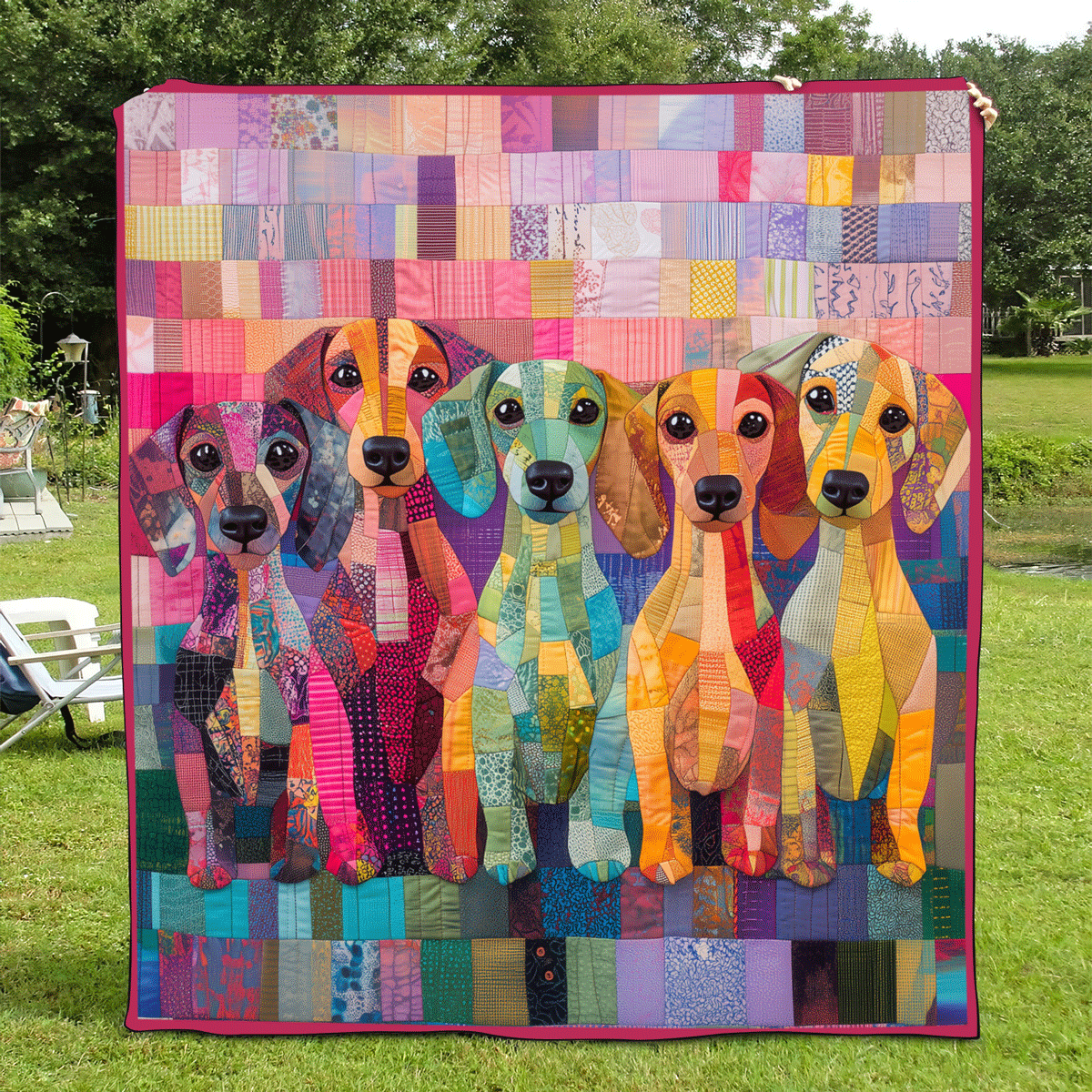 Color Splash Dachshund Quilted Blanket Presents For Dog Lovers