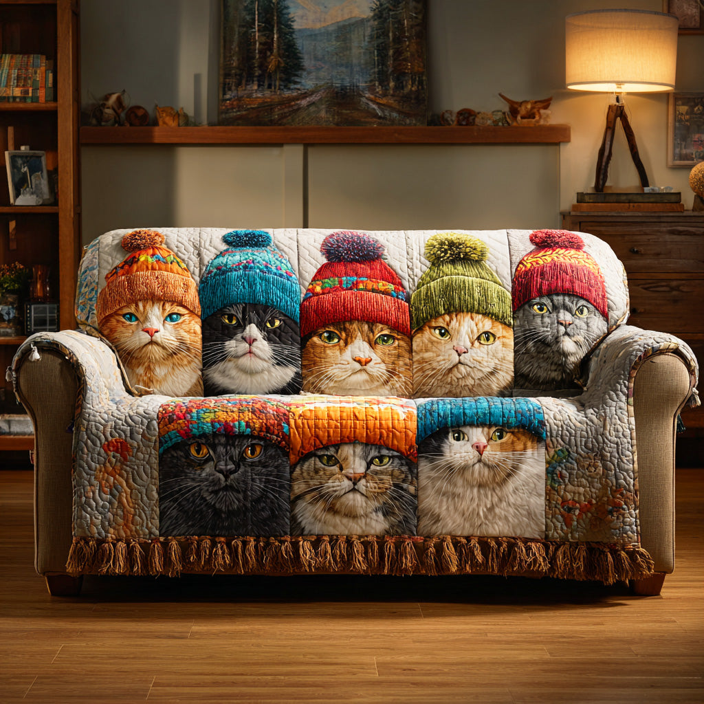 Color Splash Meow Quilted Sofa Cover Holiday Couch Covers Top Gifts For Cat Lovers