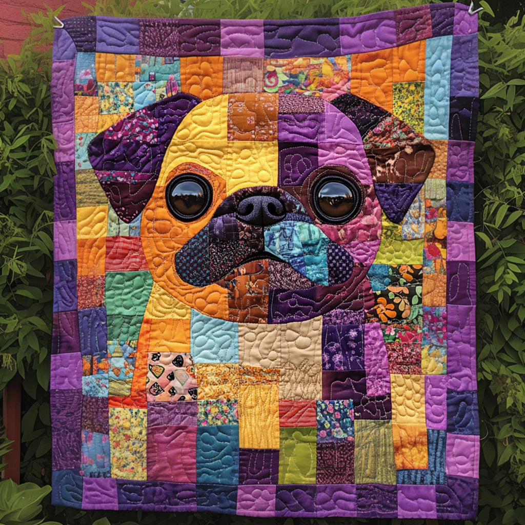 Color Splash Pug Quilted Blanket Gift For Animal Lover
