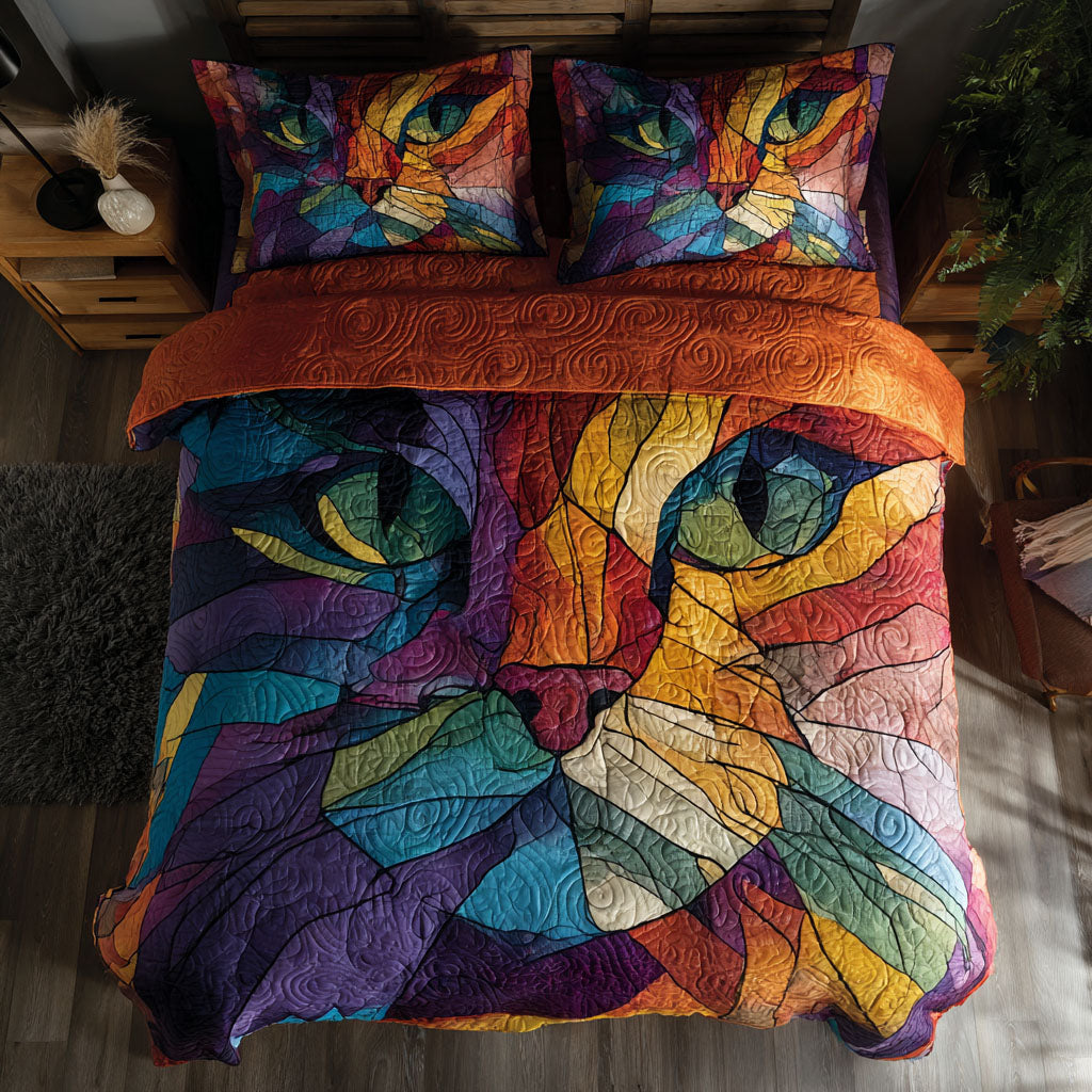 Color Vision Quilted Bedding Set Beautiful Printed Bedding Set for Home Aesthetics