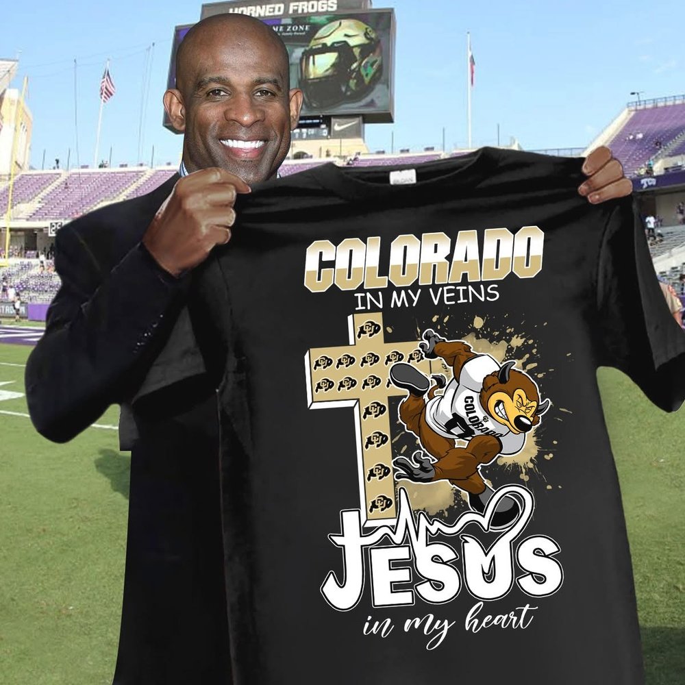Colorado Buffaloes Football In My Veins Jesus In My Heart T-Shirt Colorado Buffaloes Merch Best Gifts For Football Players
