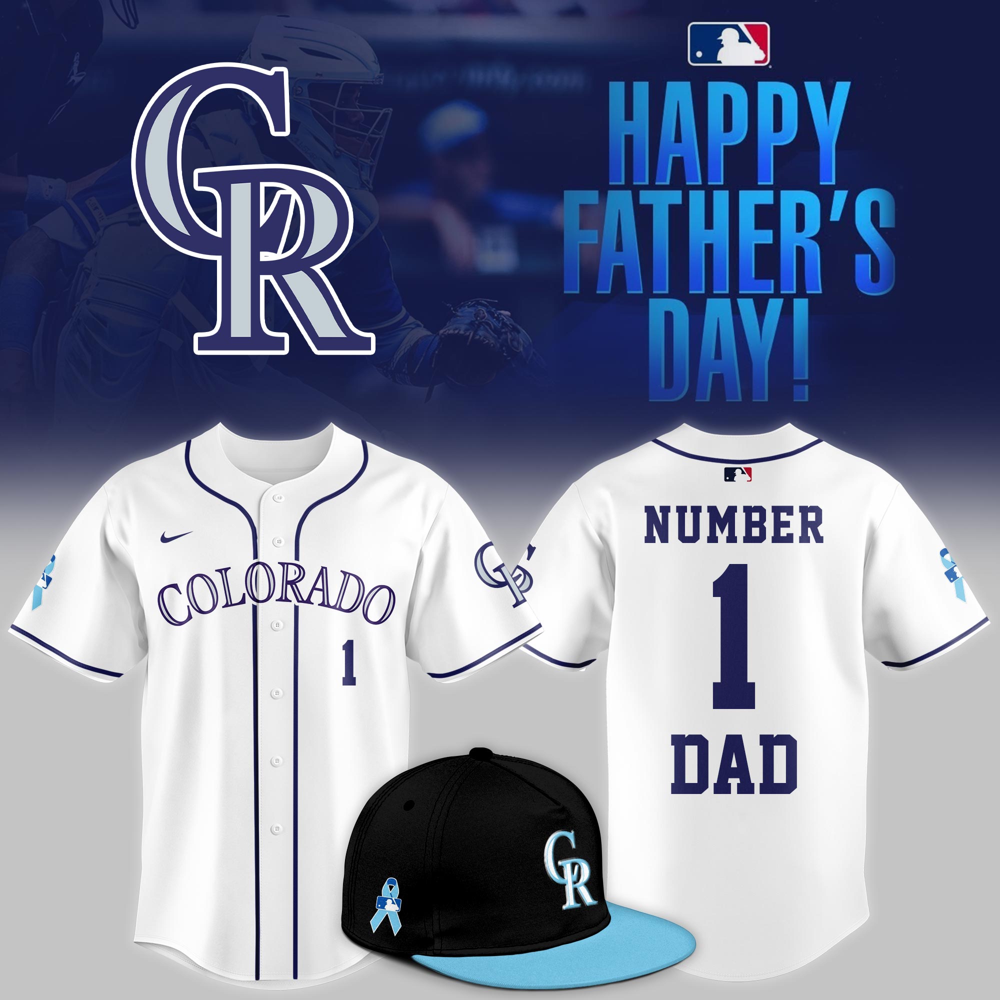 Colorado Rockies 2025 Fathers Day Number One Dad Jersey Baseball Father's Day Gifts