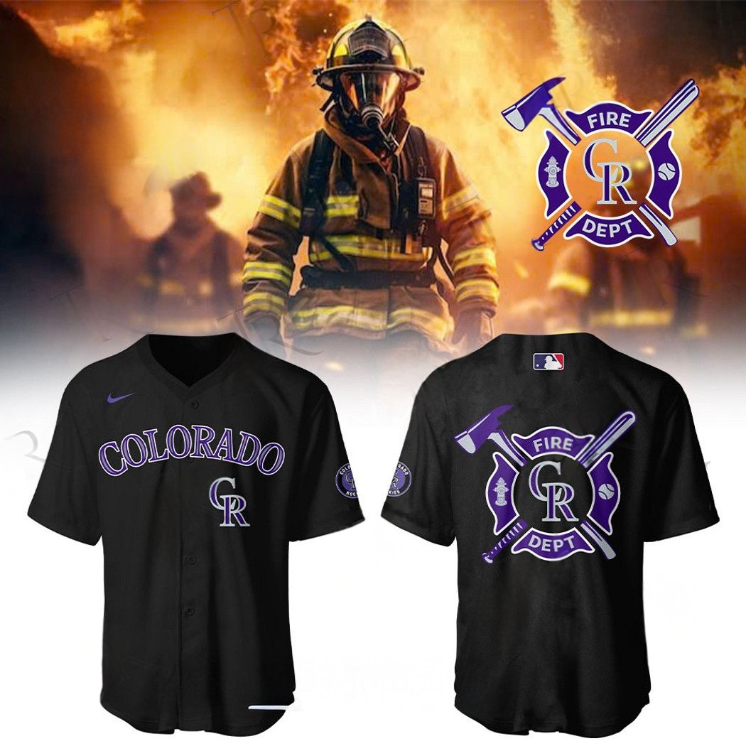 Colorado Rockies 2025 Firefighter Appreciation Night Limited Edition Baseball Jersey Black Gift Ideas For Baseball Players
