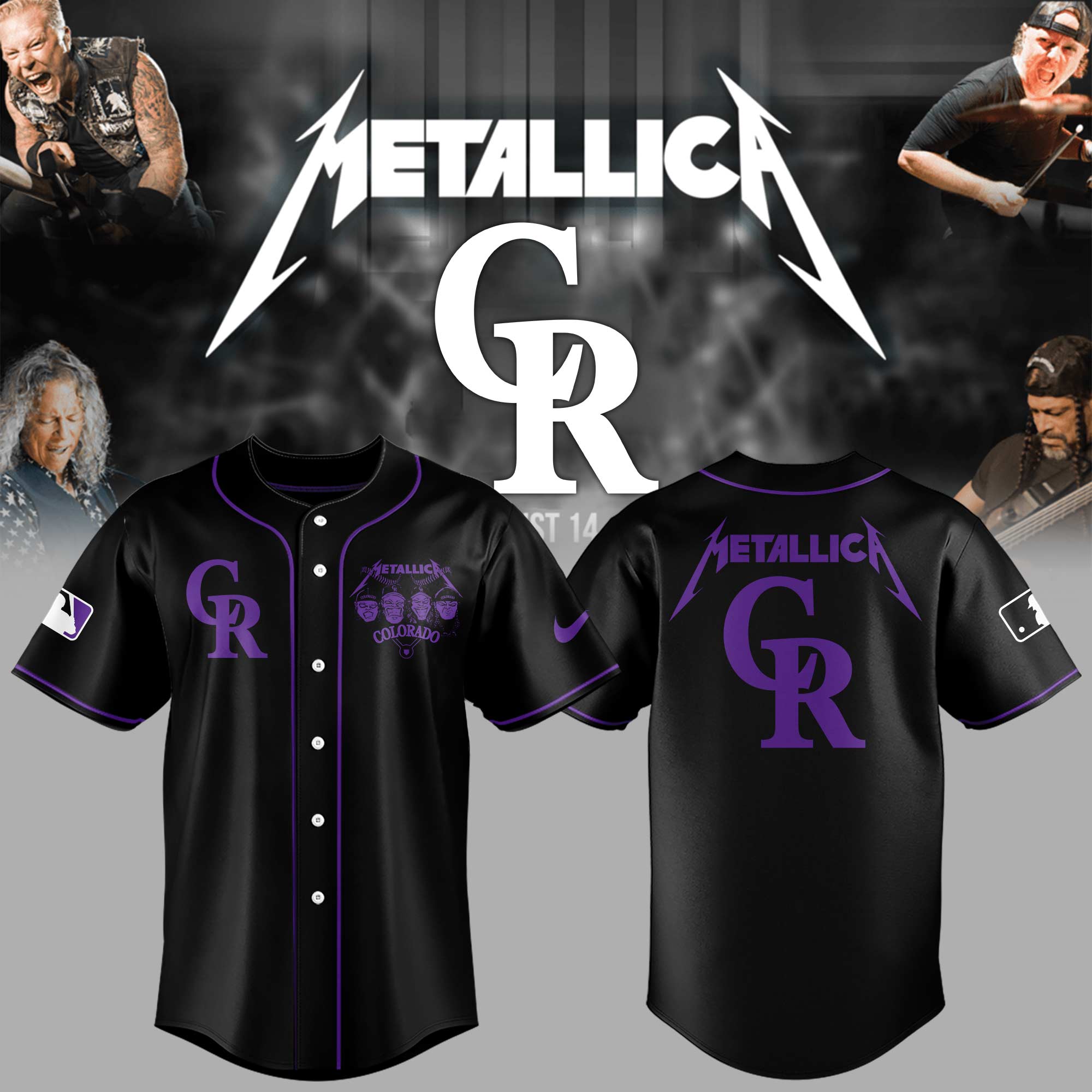 Colorado Rockies Baseball Metallica Night Jersey Baseball Father's Day Gifts