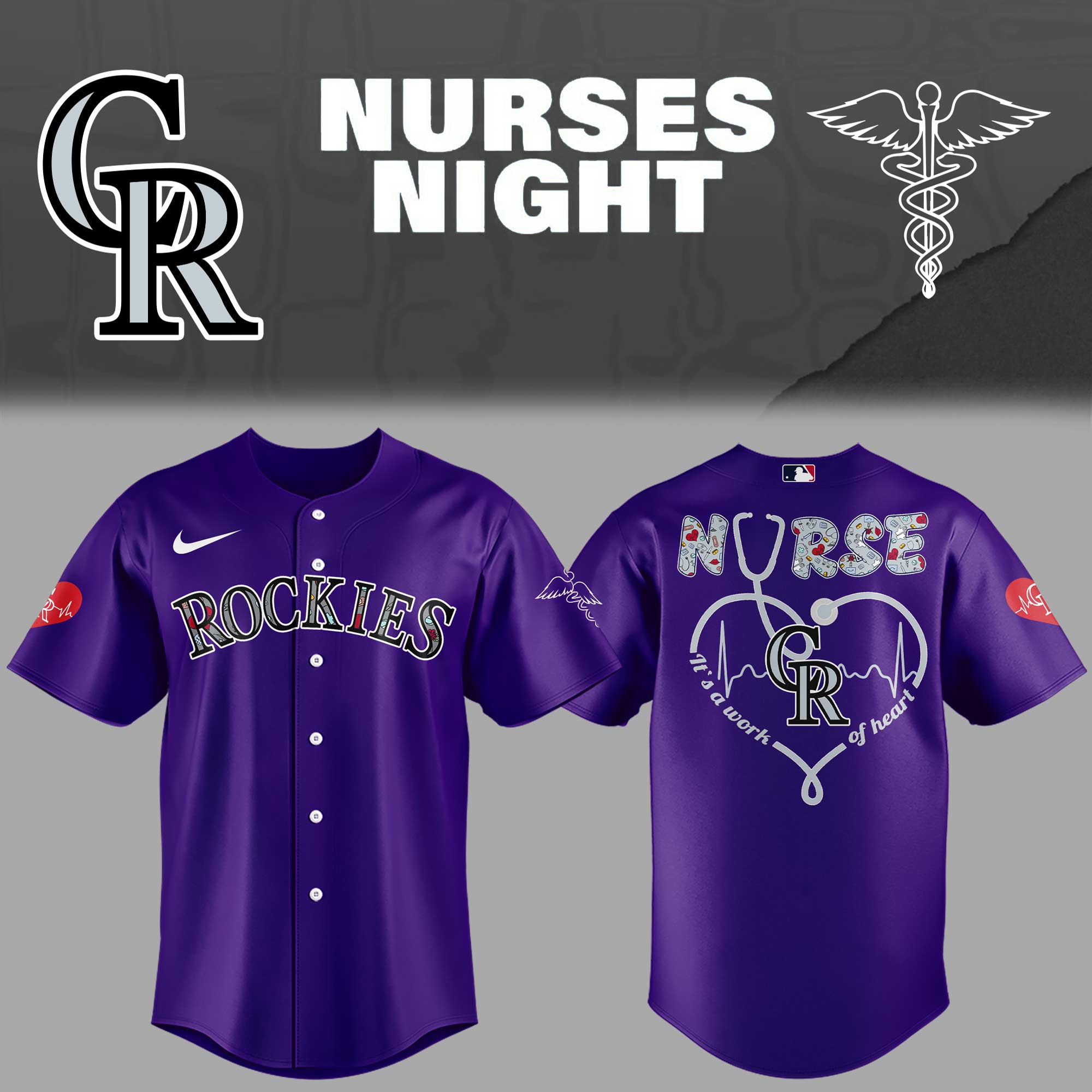 Colorado Rockies Baseball Nurses Night Blue Jersey Baseball Father's Day Gifts