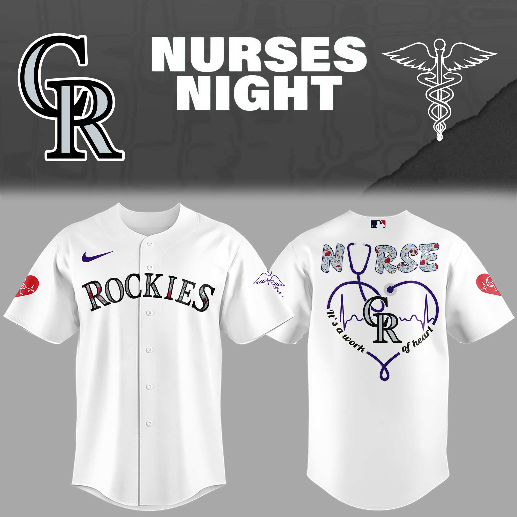 Colorado Rockies Baseball Nurses Night White Jersey Baseball Gifts Ideas