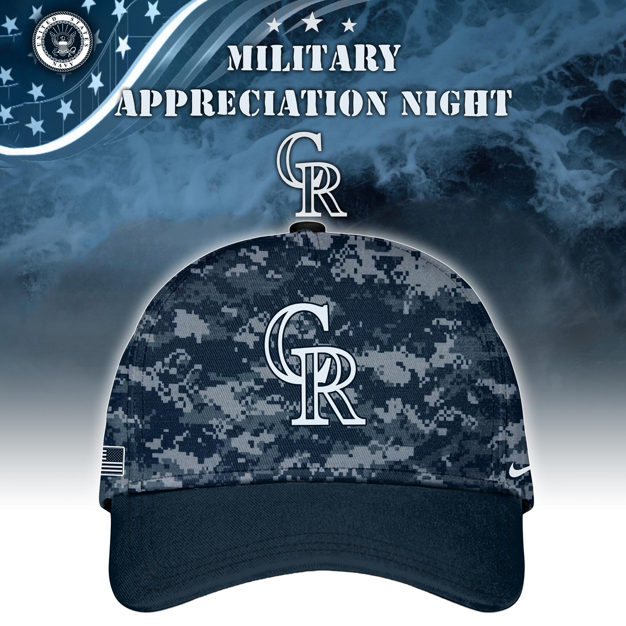 Colorado Rockies MLB x Navy Military Appreciation Night Hat Cool Baseball Gifts