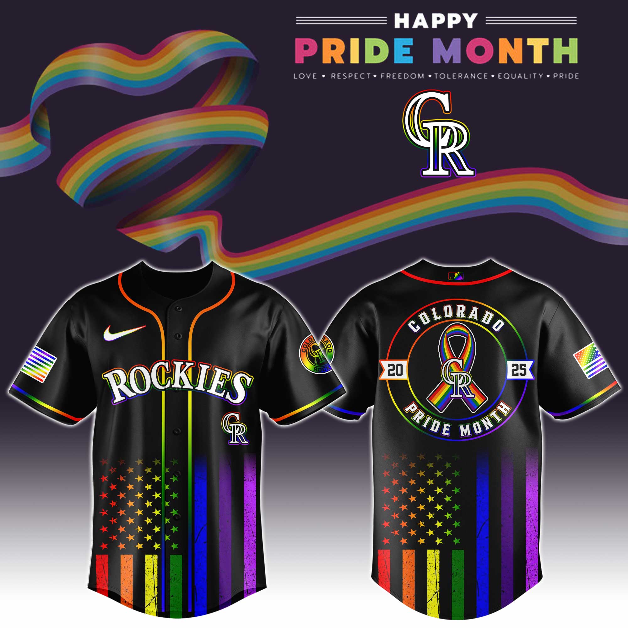 Colorado Rockies Special Pride Month Jersey Baseball Father's Day Gifts