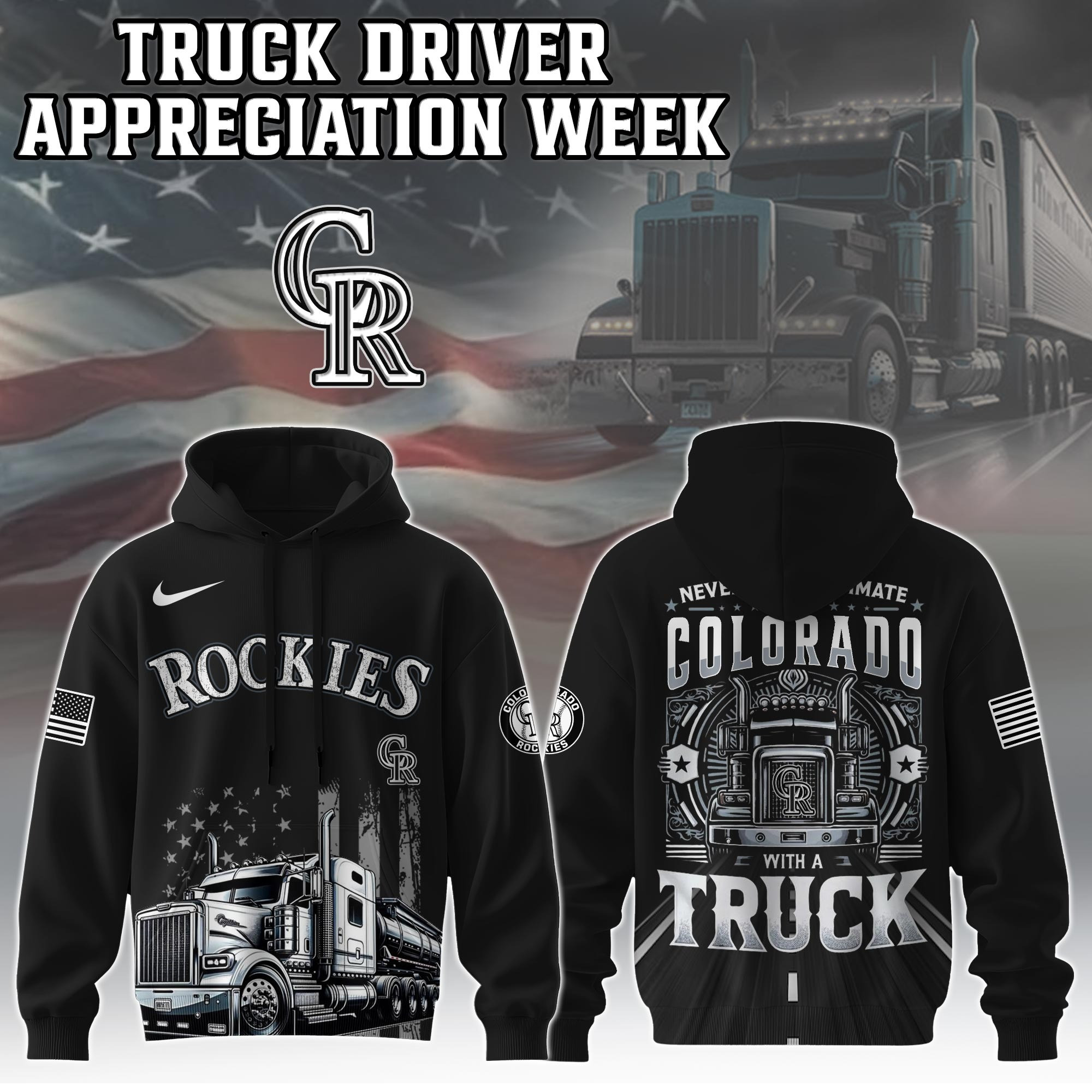 Colorado Rockies Truck Driver Appreciation Week Hoodie Trucker Baseball Lovers Fan Merch