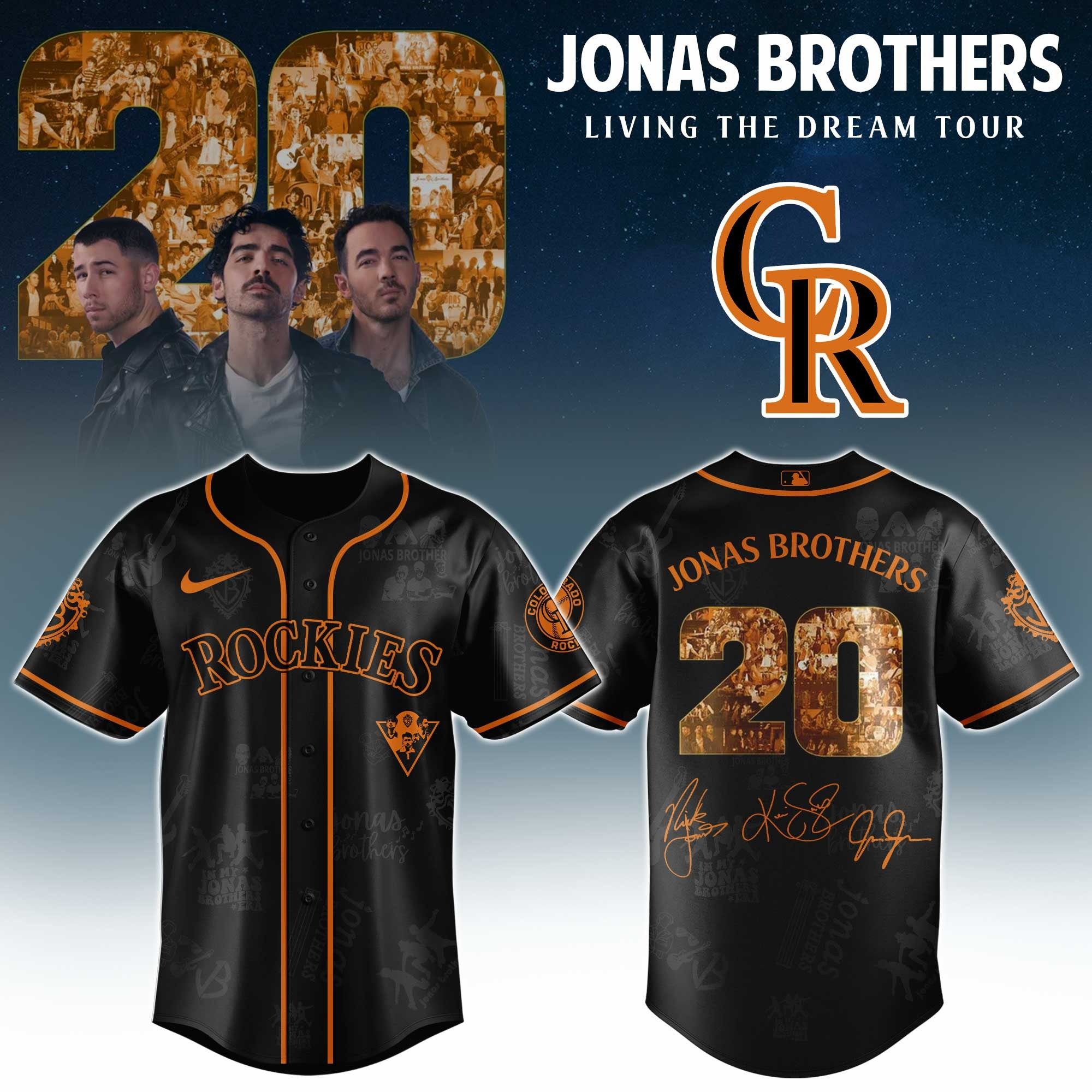 Colorado Rockies X Jonas Brothers 20 Tour 2025 Jersey MLB Merch Baseball Fan Gift Ideas