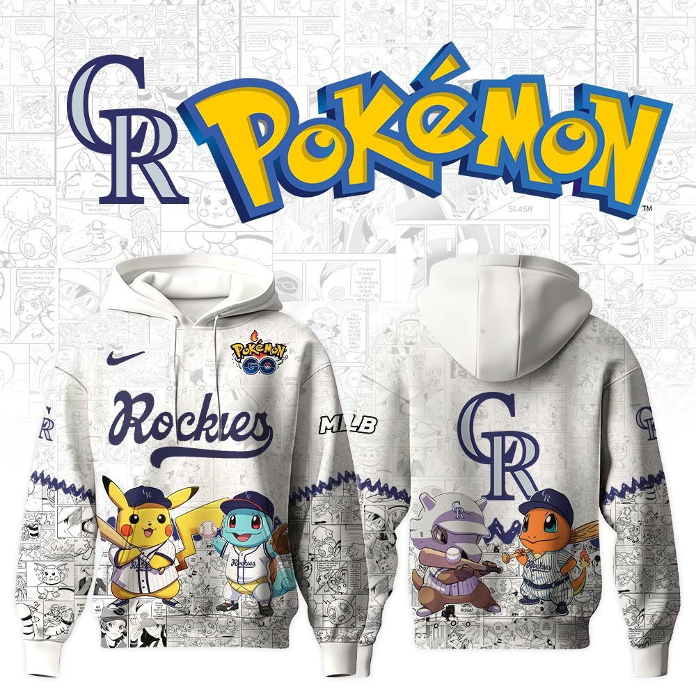 Colorado Rockies X Pokemon Go Hoodie MLB Baseball Merch Unique Gifts For Fans
