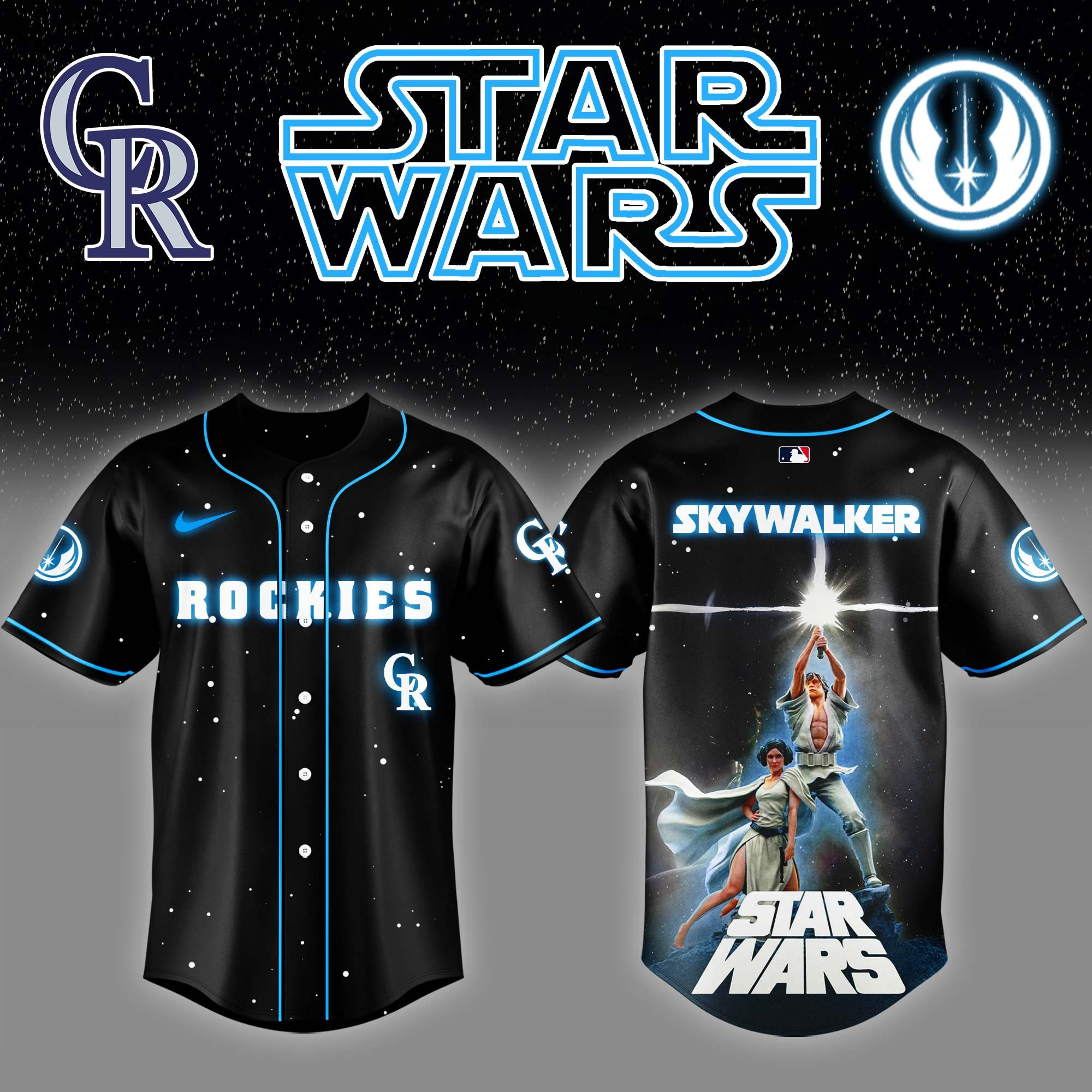Colorado Rockies x Star Wars Luke Skywalker Game Night Baseball Jersey Cool Baseball Gifts
