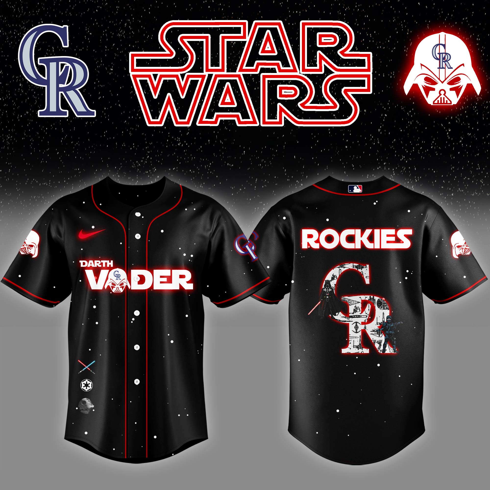 Colorado Rockies x Stars Wars Darth Vader Night Baseball Jersey Unique Baseball Gifts
