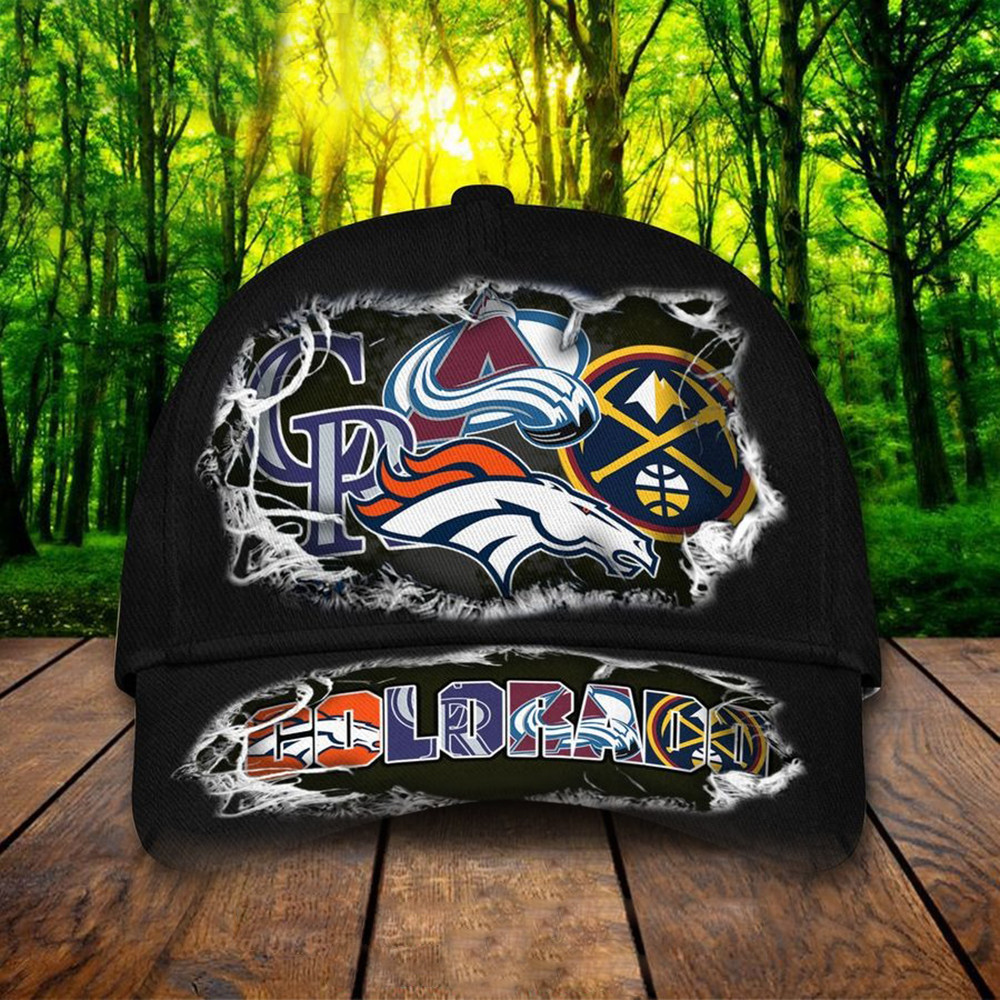Colorado Sports Teams Denim Pattern Black Hat Gift Ideas For Son