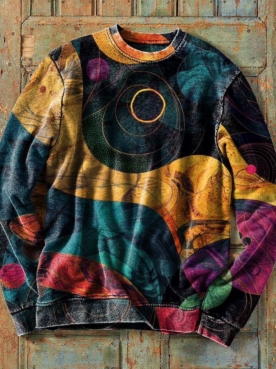 Colorful Abstract Line Ripple Sweatshirt Art Xmas Clothing Holiday Gifts For Him
