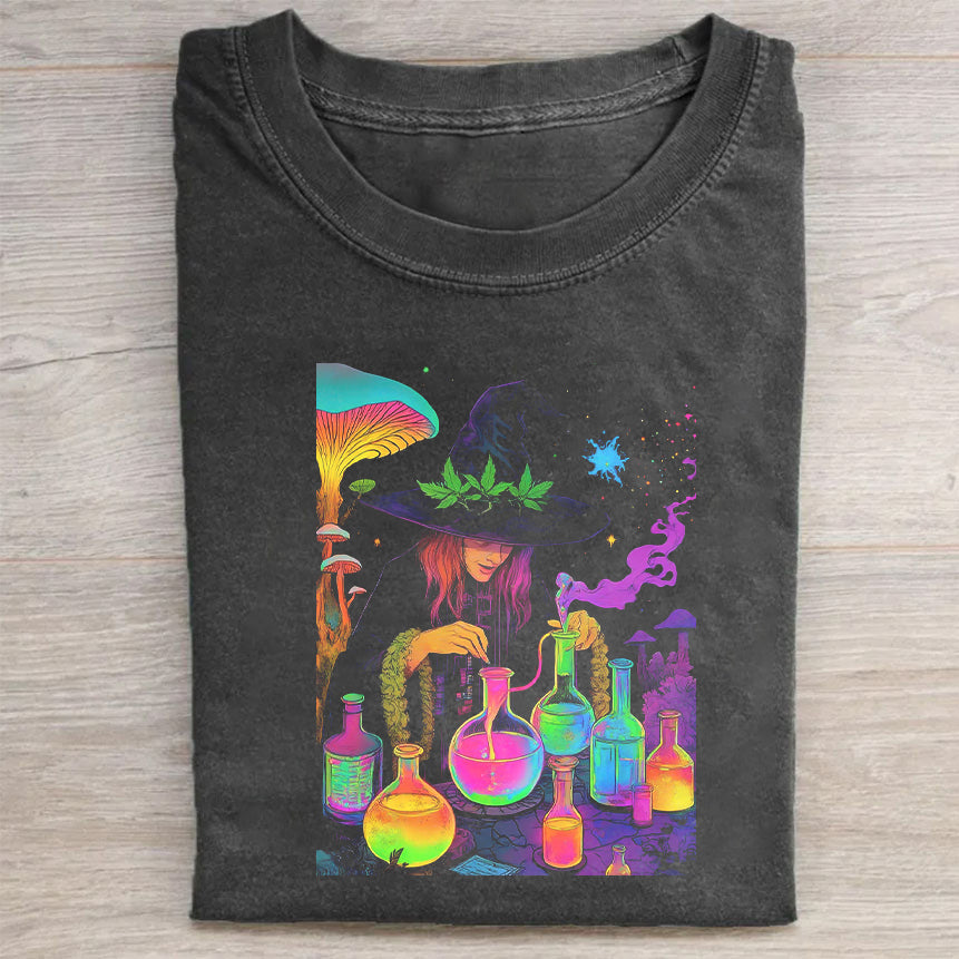 Colorful Alchemist Wizard Graphic T-Shirt Fantasy Merch Best Gift For Magic Lovers