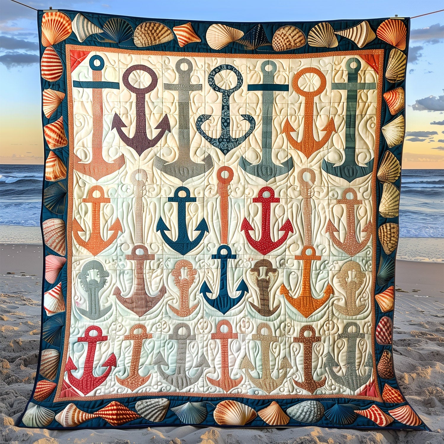 Colorful Anchors Quilted Blanket For Christmas Gifts
