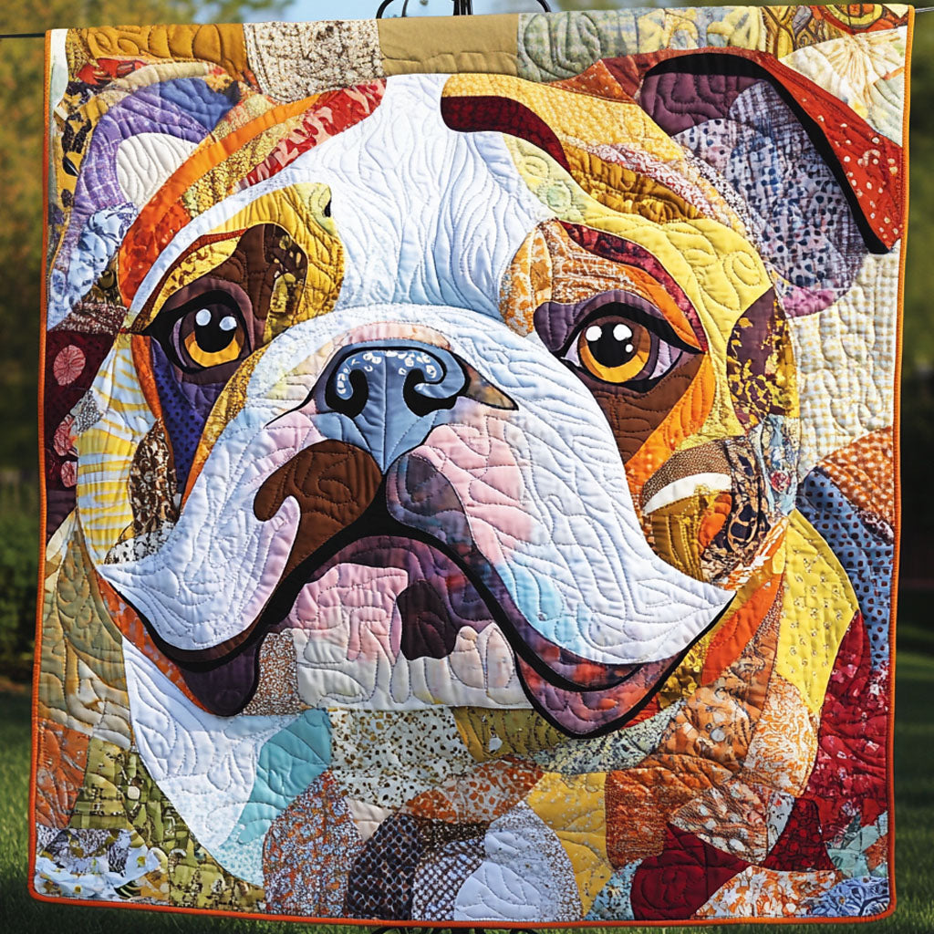 Colorful Bulldog Patchwork Quilted Blanket Christmas Bedroom Decor Bulldog Themed Gifts