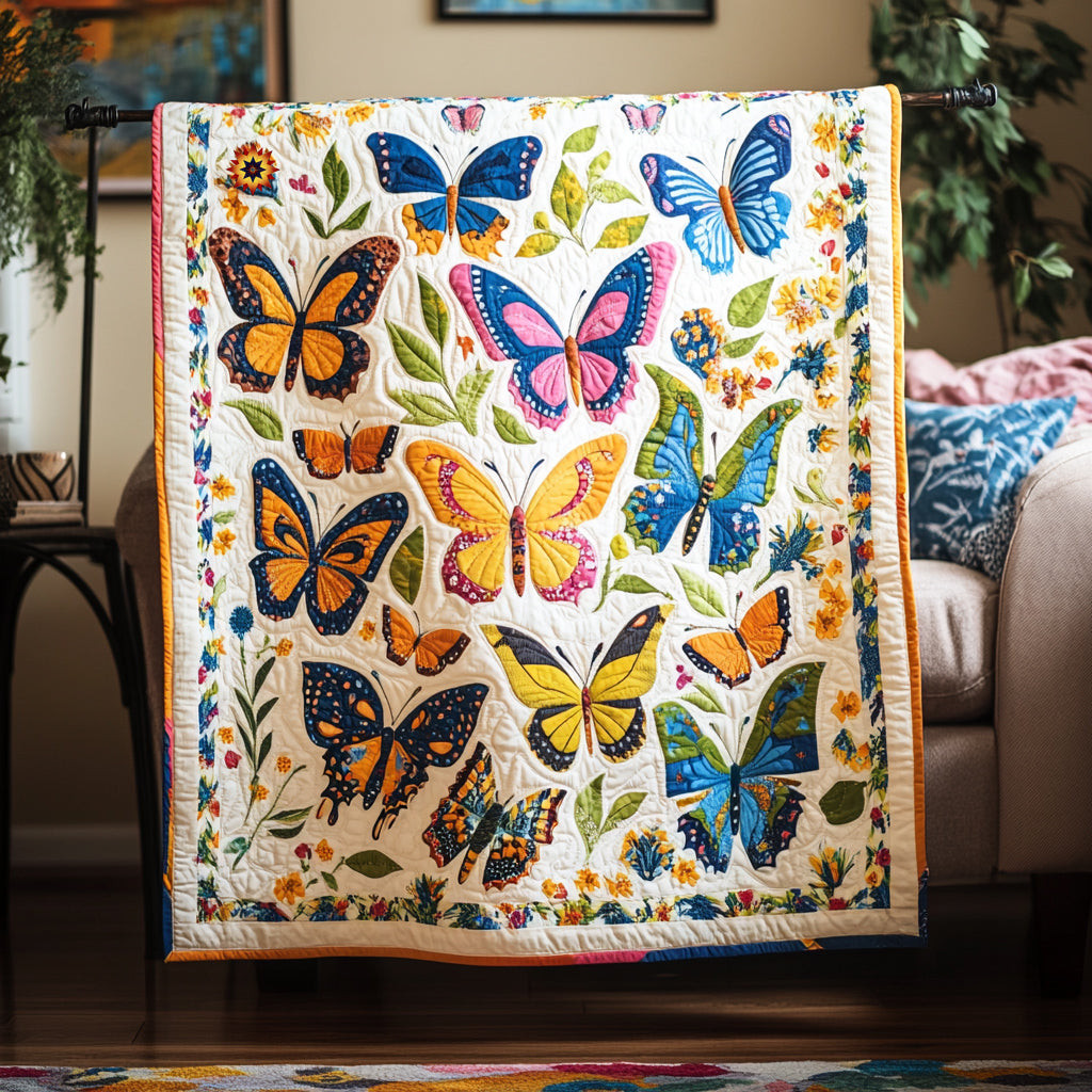 Colorful Butterflies Holiday Christmas Quilt Blanket Christmas Gifts For Wife
