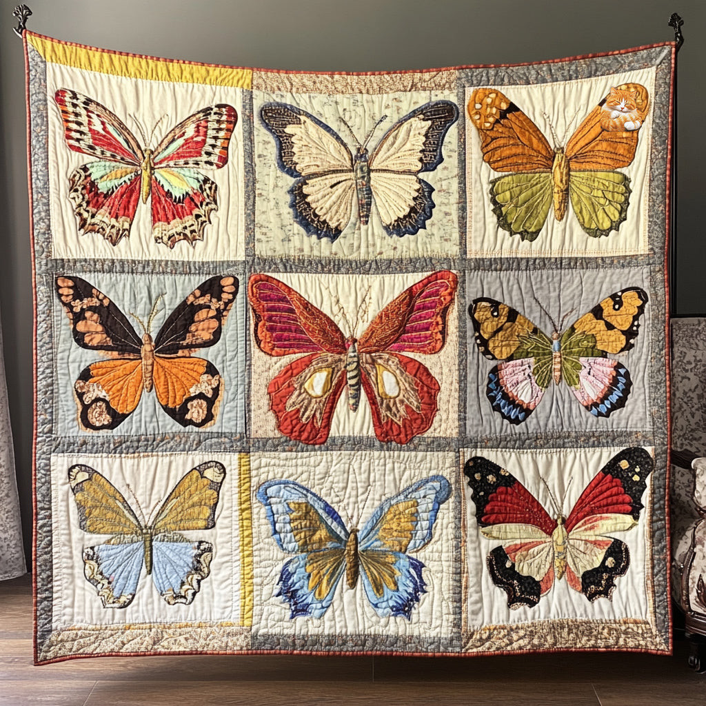 Colorful Butterflies Unique Holiday Christmas Quilt Blanket Christmas Gifts For Husband