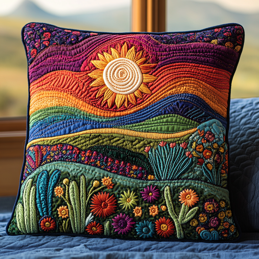 Colorful Cactus Serenity Quilted Pillow Case Best Cool Pillow Cases Cactus Housewarming Gift