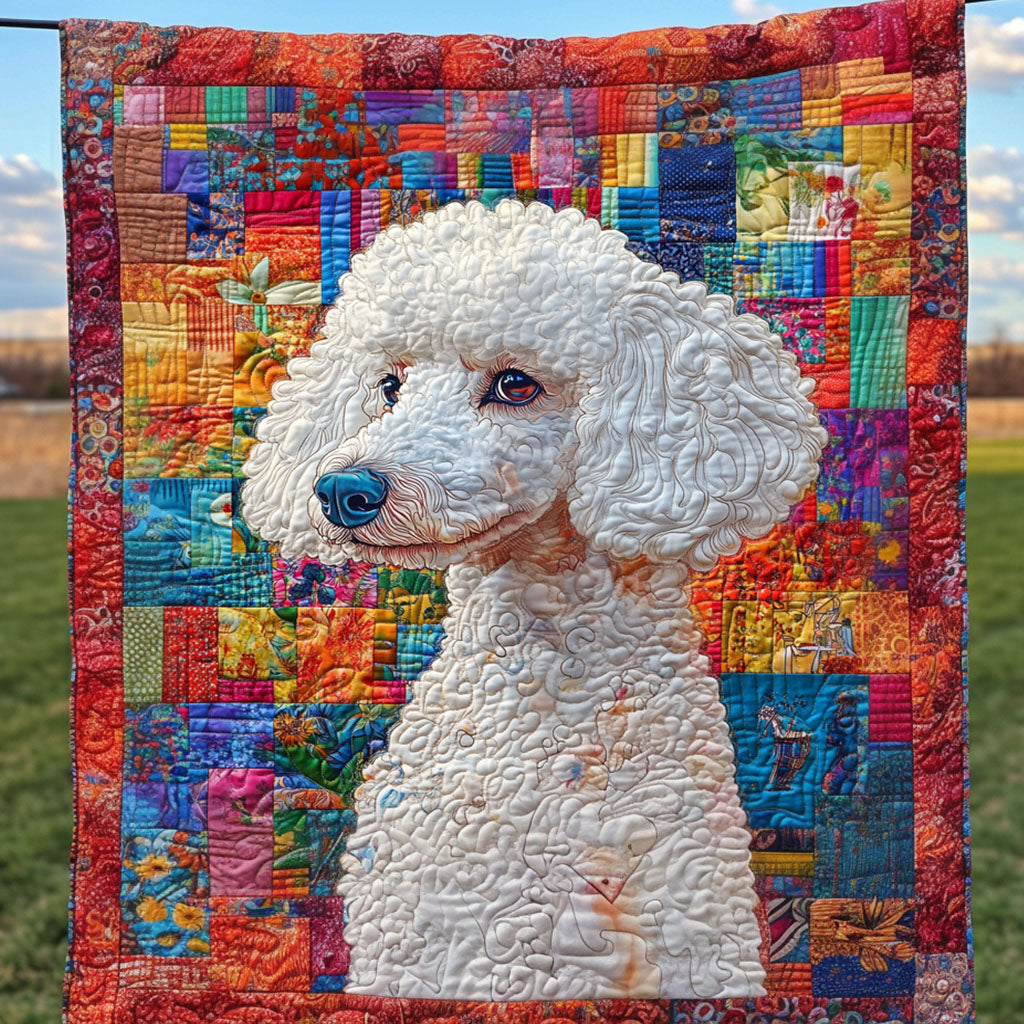 Colorful Canine Quilted Blanket Christmas Room Decor Gifts For Poodle Lovers