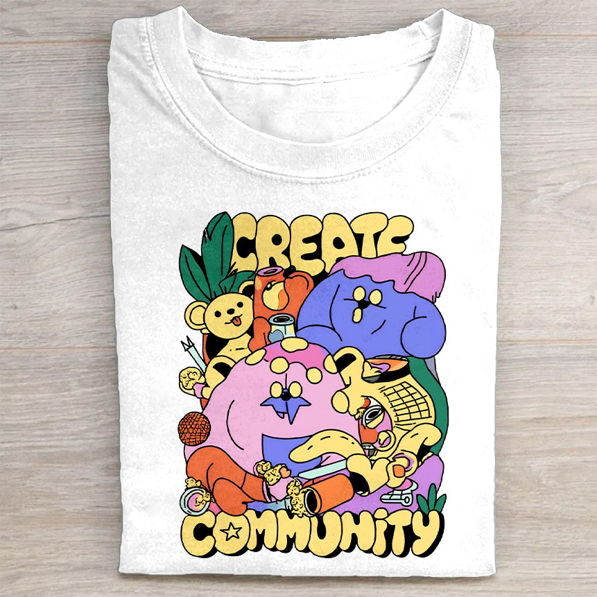 Colorful Cartoon Graphic T-Shirt Funny Merch Best Gift For Cartoon Fans