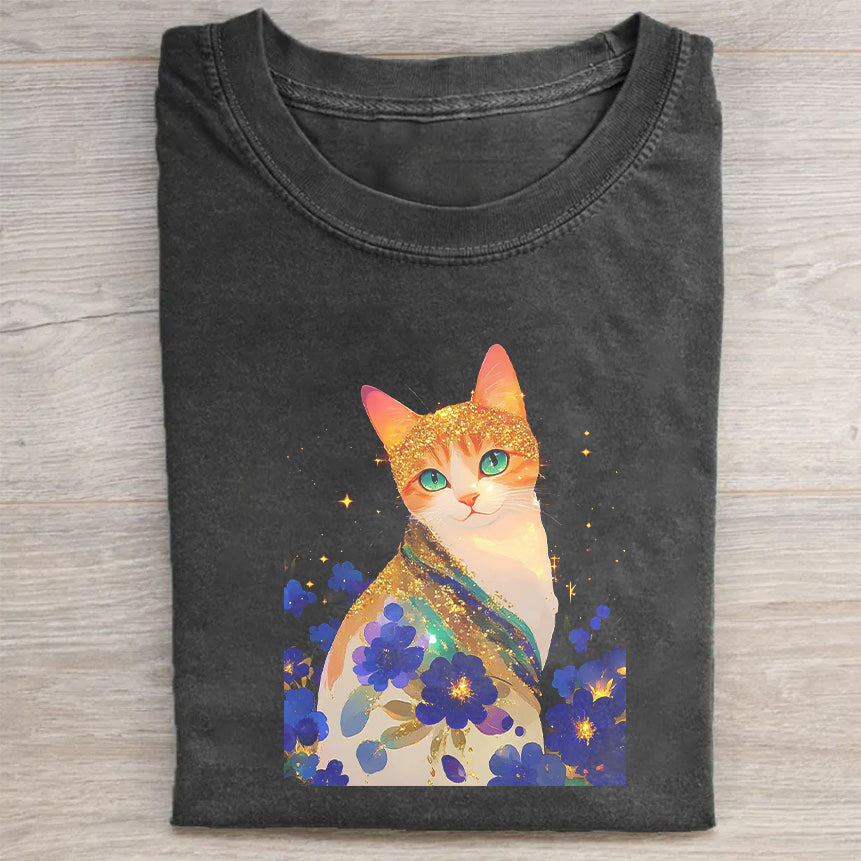 Colorful Cat Graphic Print Men_s T-Shirt Creative Cat Merch Best Gift For Pet Owners