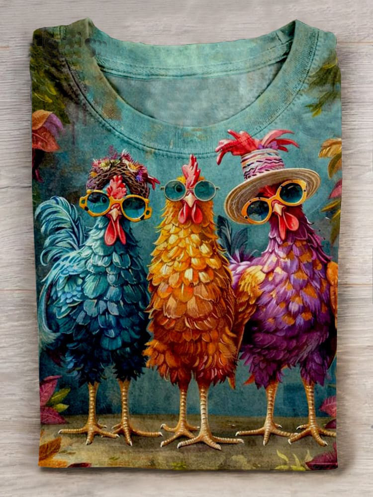 Colorful Chickens T-Shirt Stylish Chicken Meme Funny Apparel Chicken Lovers Gifts